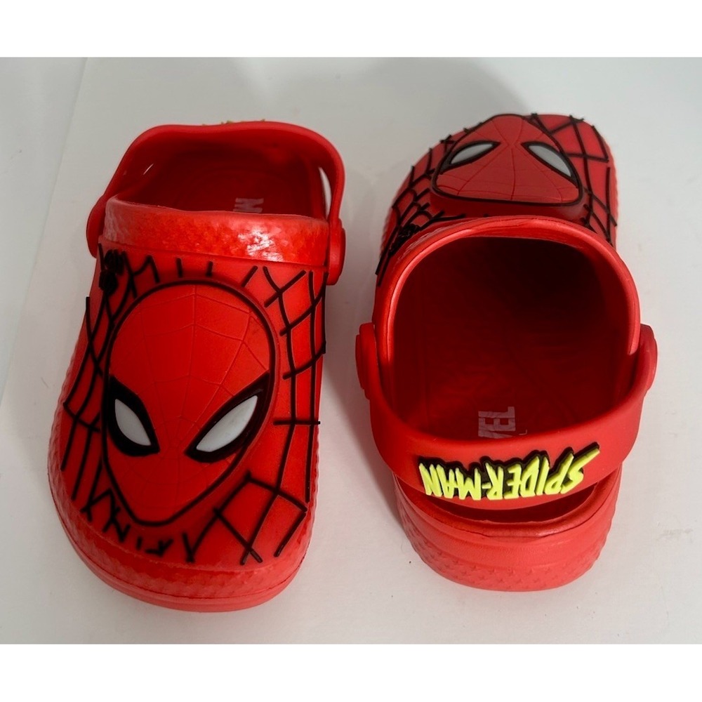 Spider-Man Slip Ons W/ heel straps Toddler sz 3 Spiderman Spell‎ Out Croc-style